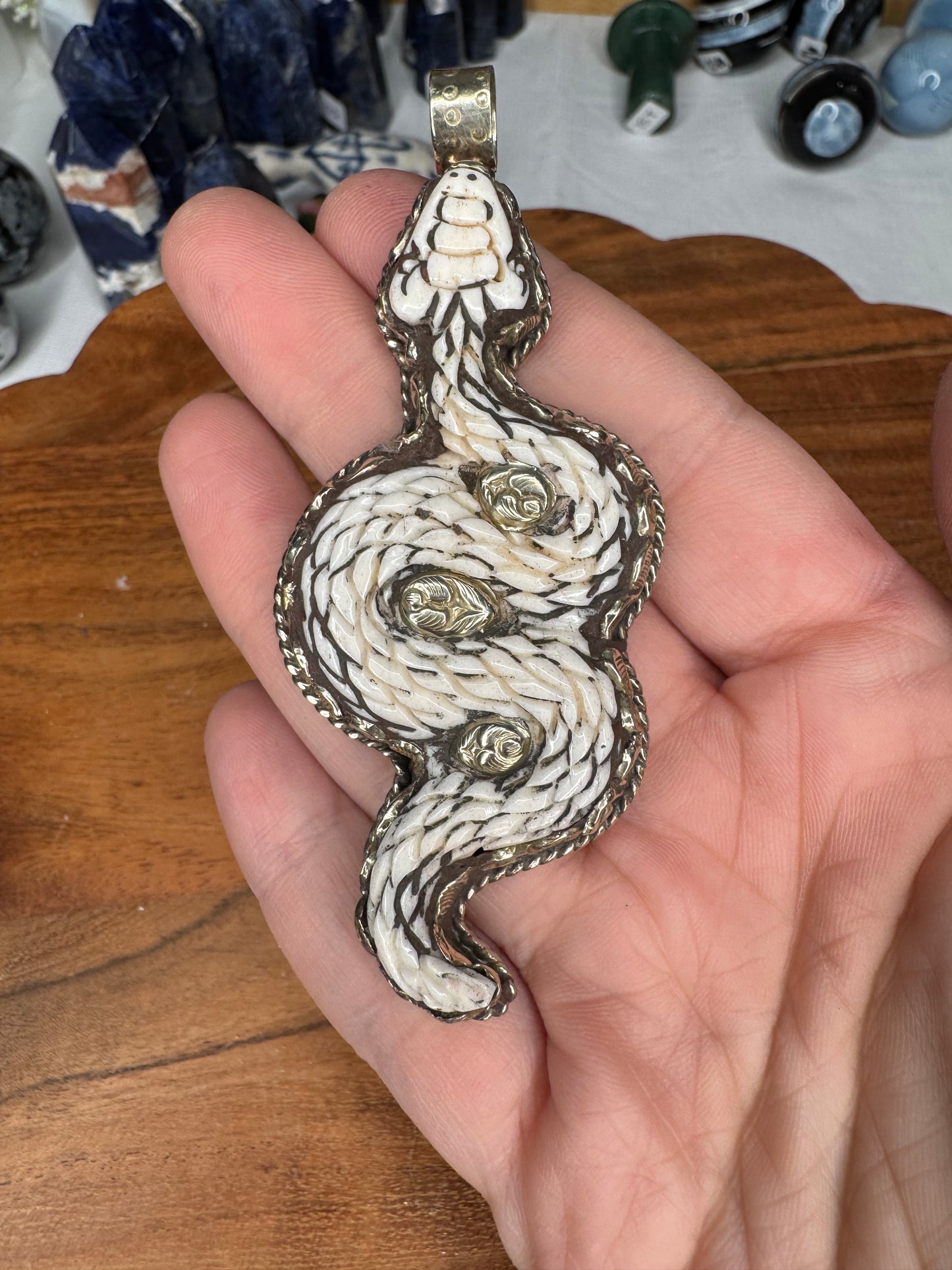 Buffalo Bone Snake Pendant