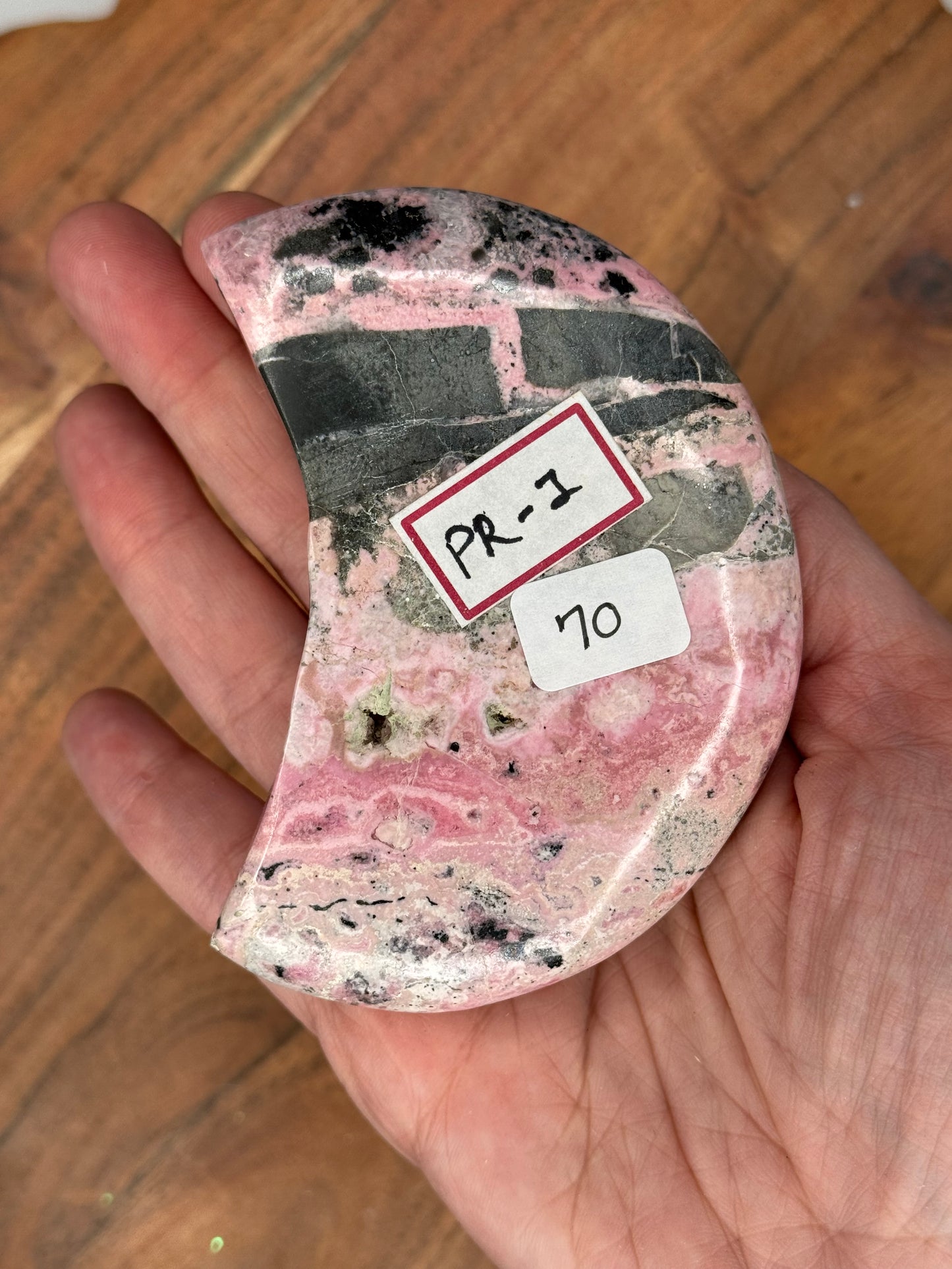 Rhodonite Moon with stand (70B)