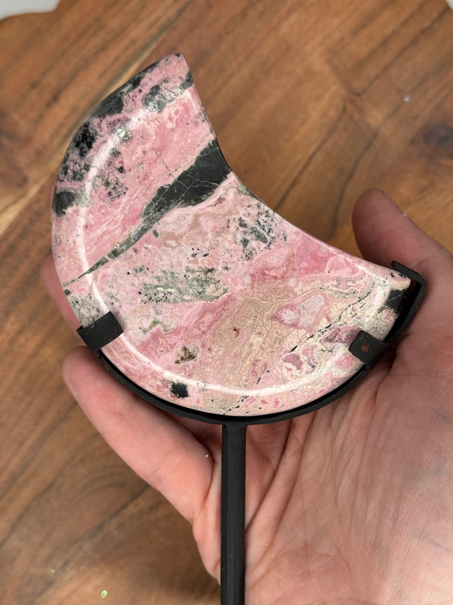 Rhodonite Moon with stand (70B)