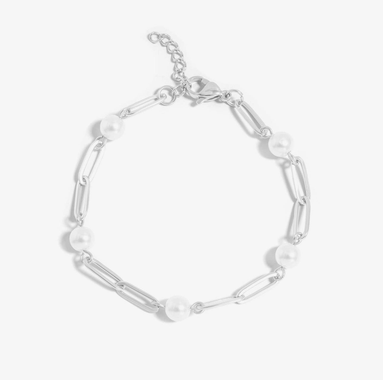 Paper Clip Chain Pearl Bracelet