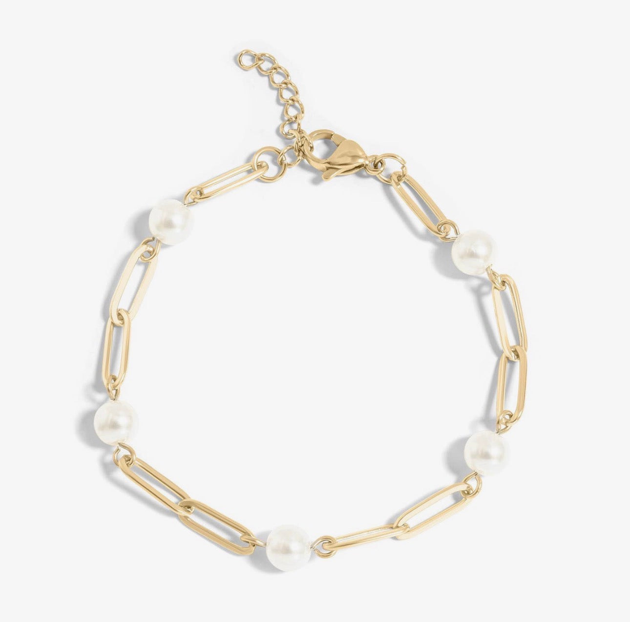 Paper Clip Chain Pearl Bracelet