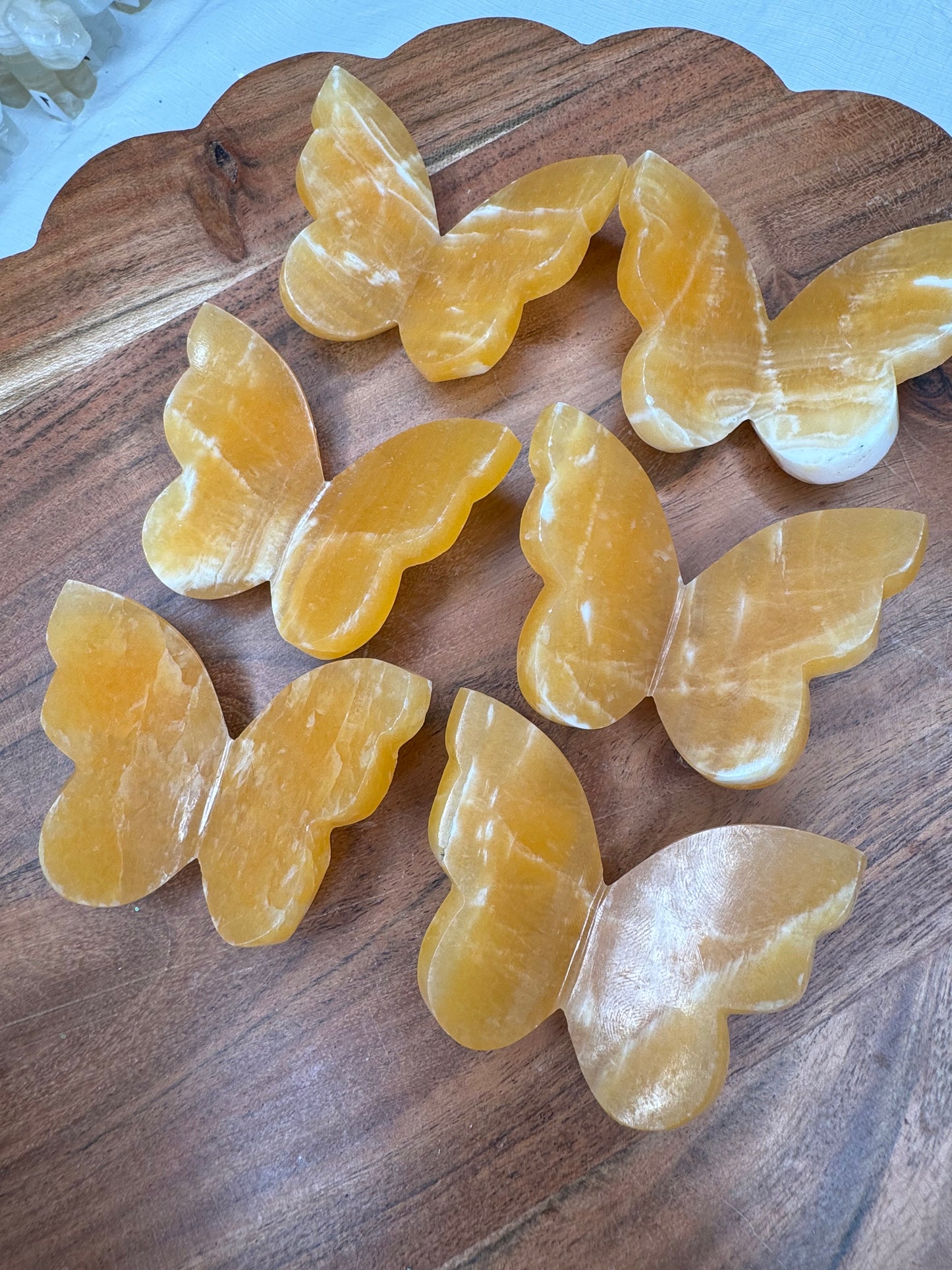 Orange Calcite 3D Butterflies