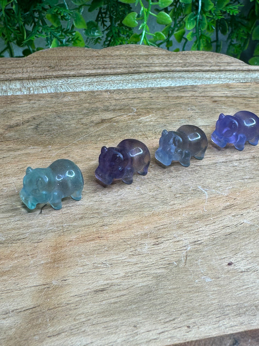 Mini Fluorite Hippo Carving