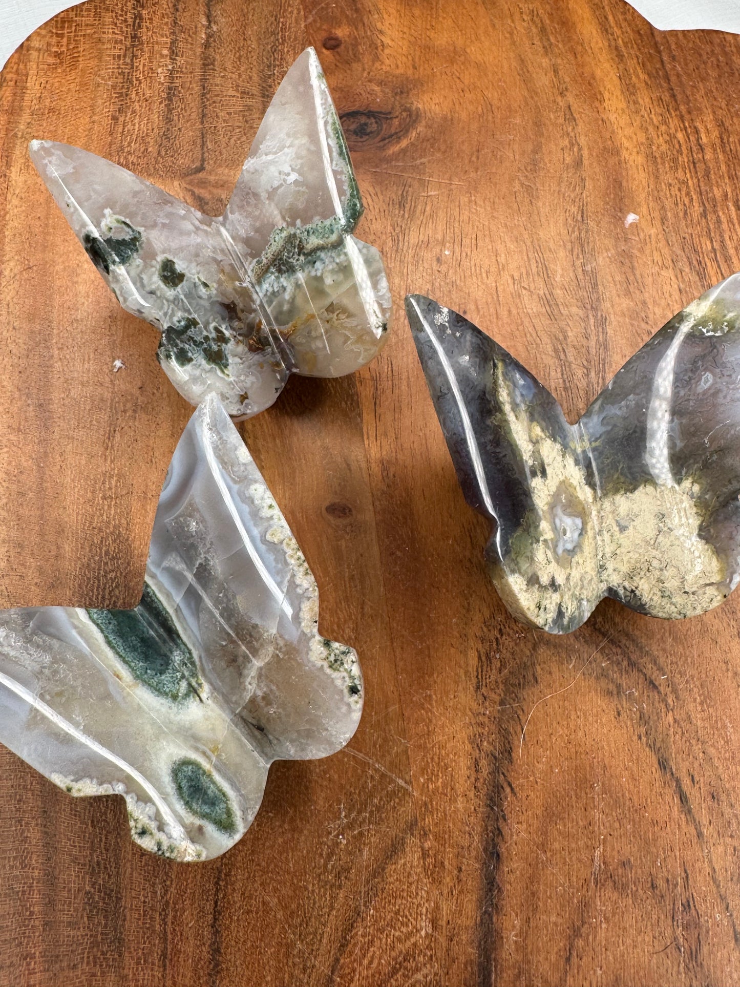 Moss Agate 3D Butterflies