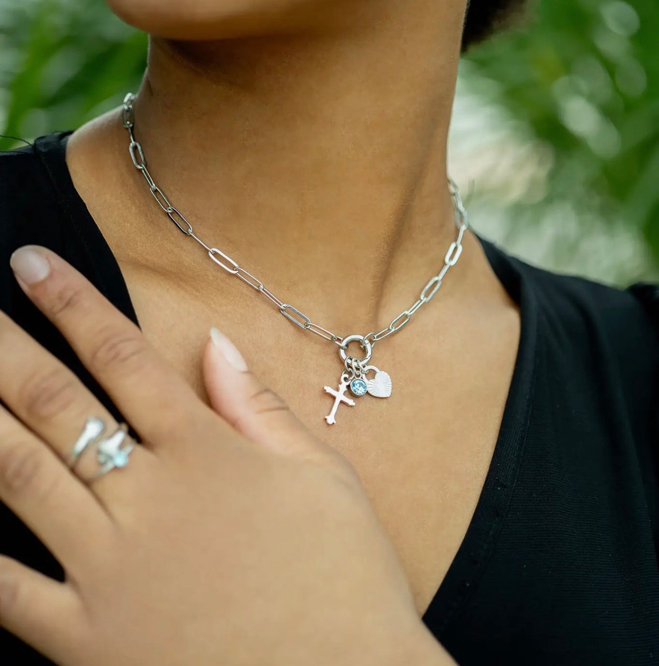 Paper Clip Carabiner Charm Base Necklace