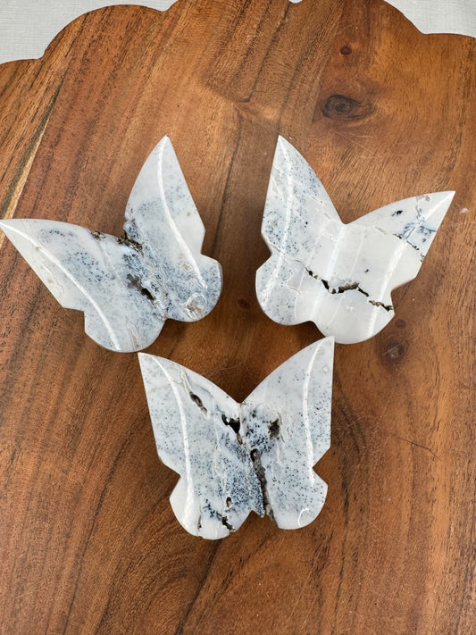 Dendritic Snow Agate 3D Butterflies