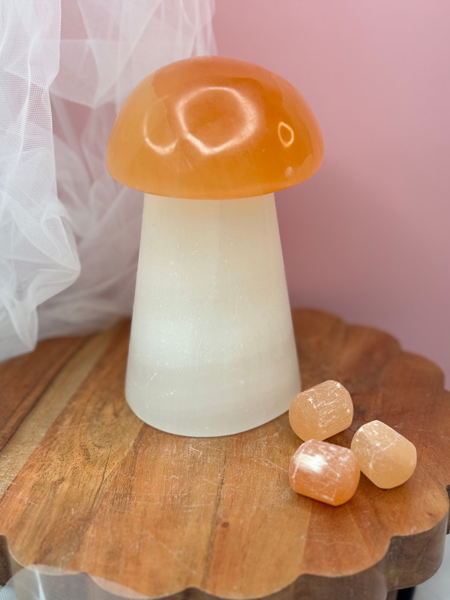 Selenite mushroom lamps