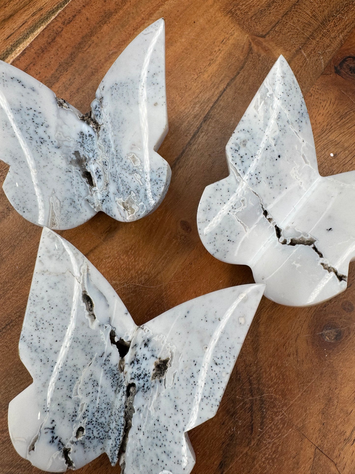 Dendritic Snow Agate 3D Butterflies