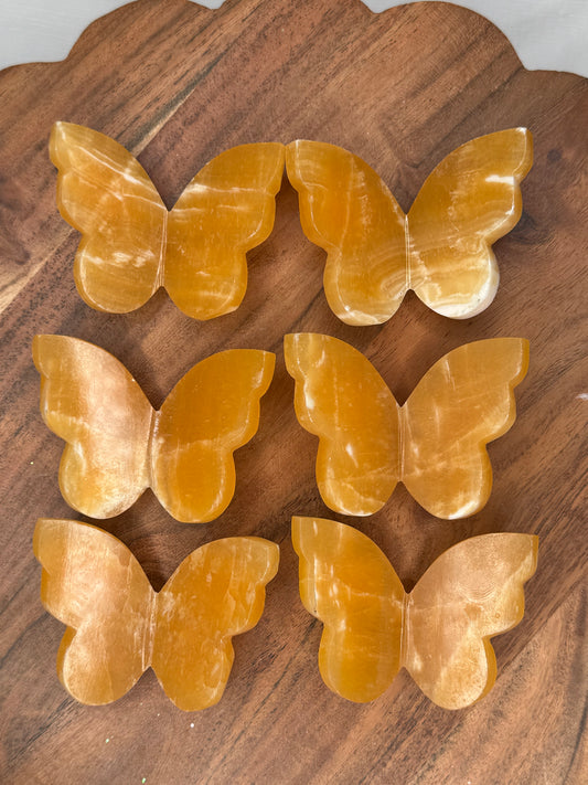 Orange Calcite 3D Butterflies