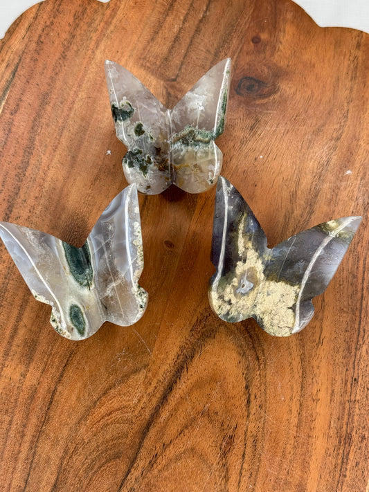 Moss Agate 3D Butterflies