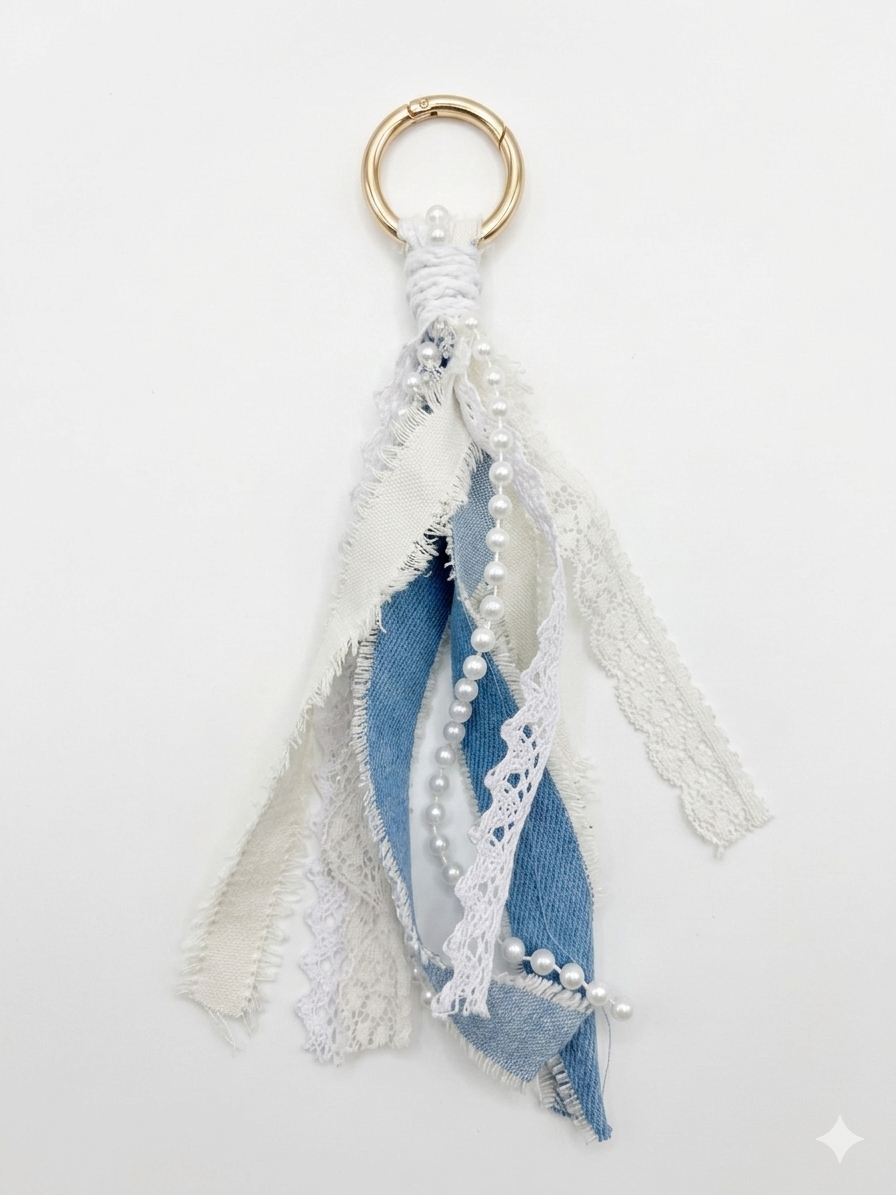 Boot Tassel Set - Denim & Pearl