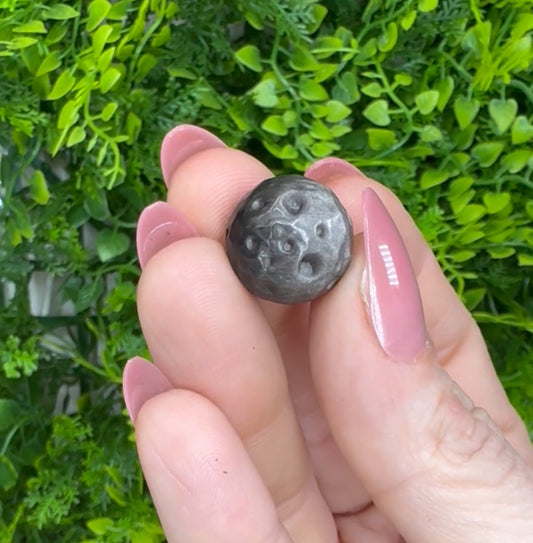 Mini Silver Sheen Obsidian Moon Carving