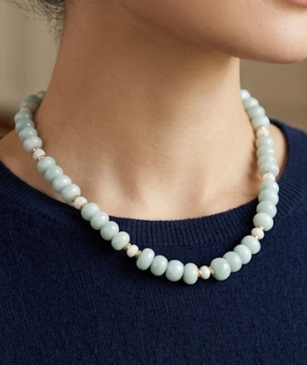Green Angelite Pebble Necklace