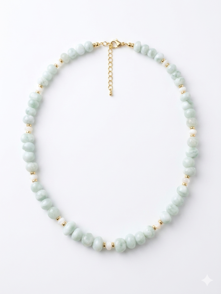 Green Angelite Pebble Necklace