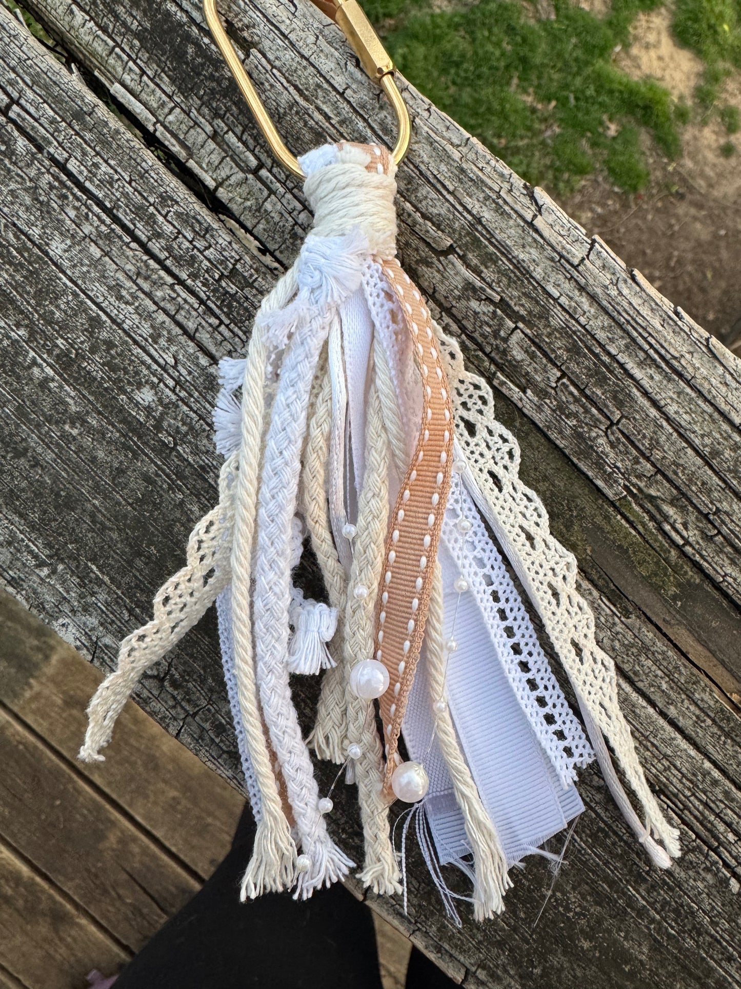 Whisper Ribbon Boho Tassel Bag Charm