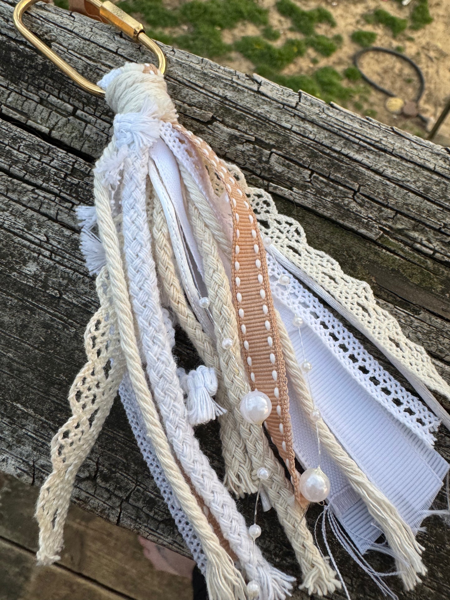 Whisper Ribbon Boho Tassel Bag Charm